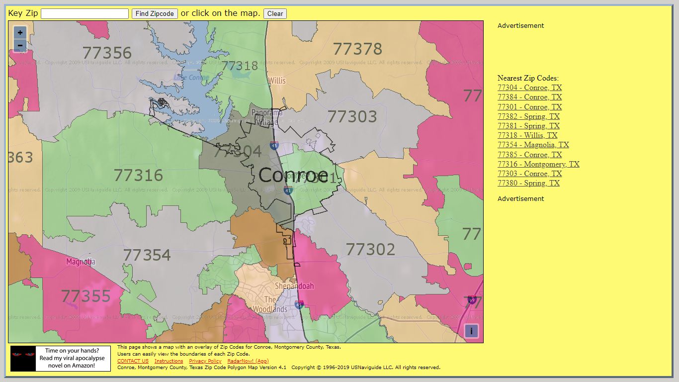 Conroe, Texas Zip Code Boundary Map (TX) - zipmap.net